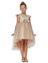 Cinderella Couture Big Girls Champagne Glitter Hi-Low Junior Bridesmaid Dress 8-12 - SophiasStyle.com